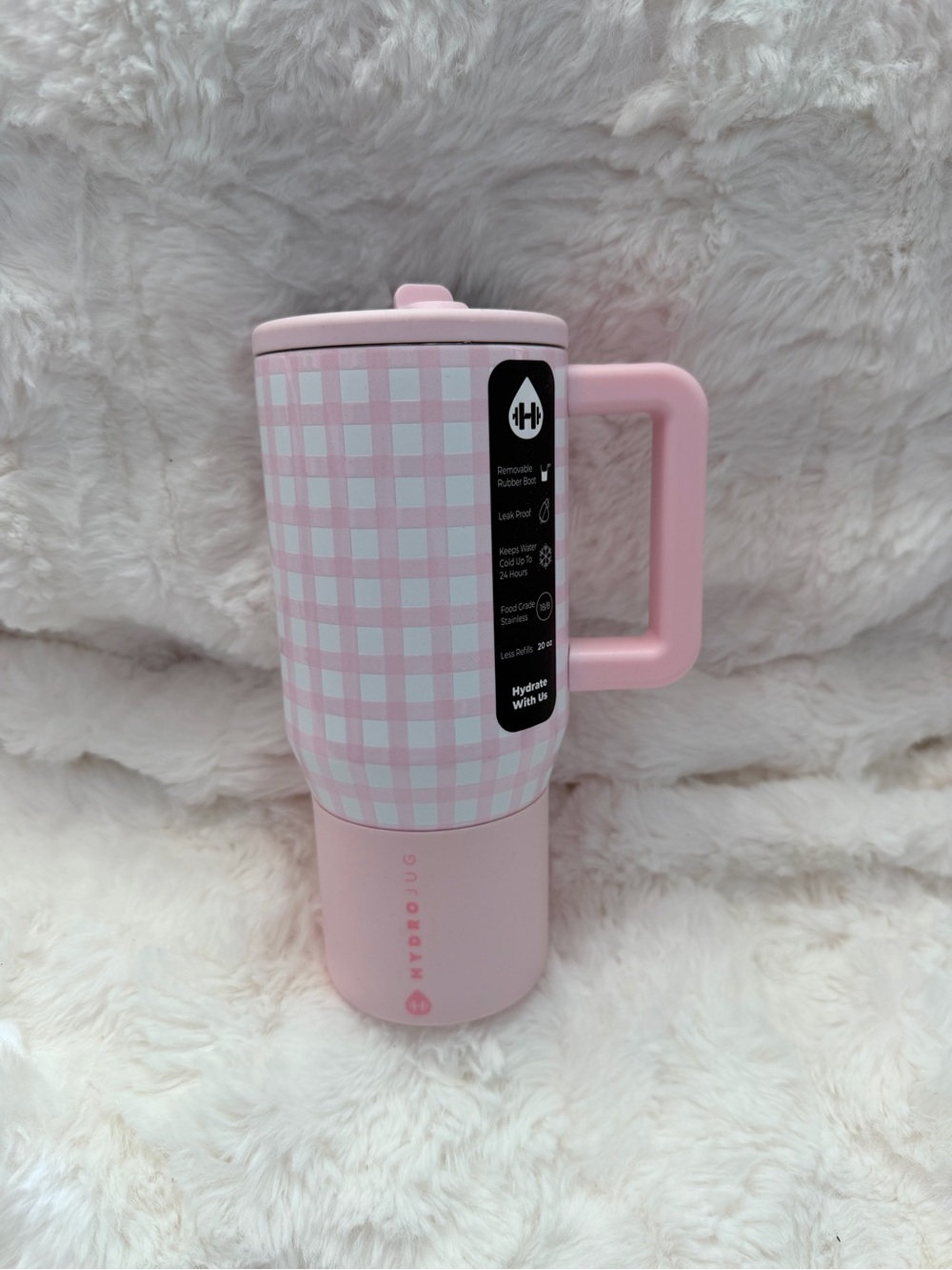 HydroJug Pink Gingham 20 oz